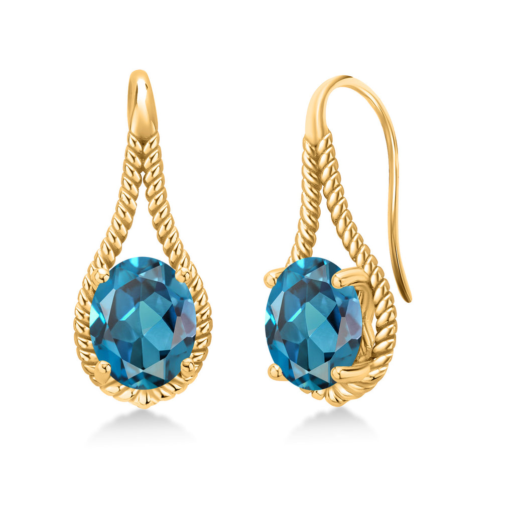 London Blue Topaz - November_Earrings in 925 Yellow Gold Plated Silver