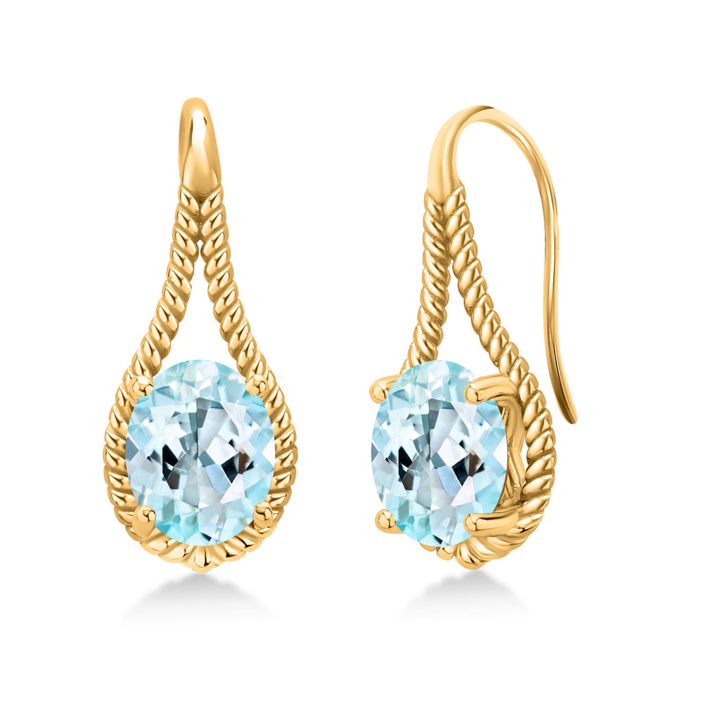 Sky Blue Topaz - November_Earrings in 925 Yellow Gold Plated Silver