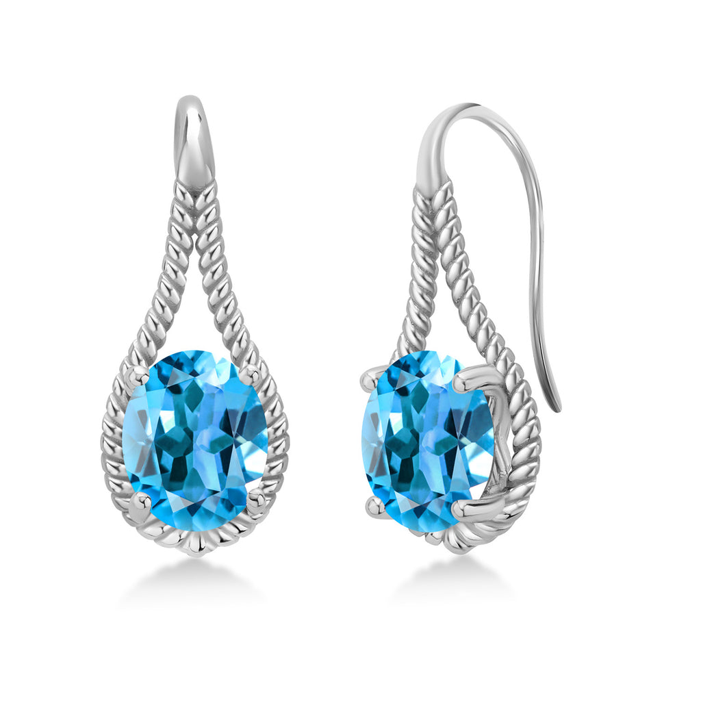 Swiss Blue Topaz - November_Earrings in 925 Sterling Silver