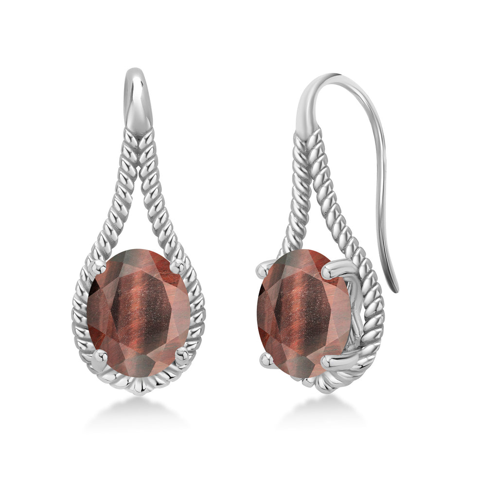 Red Tiger Eye_Earrings in 925 Sterling Silver