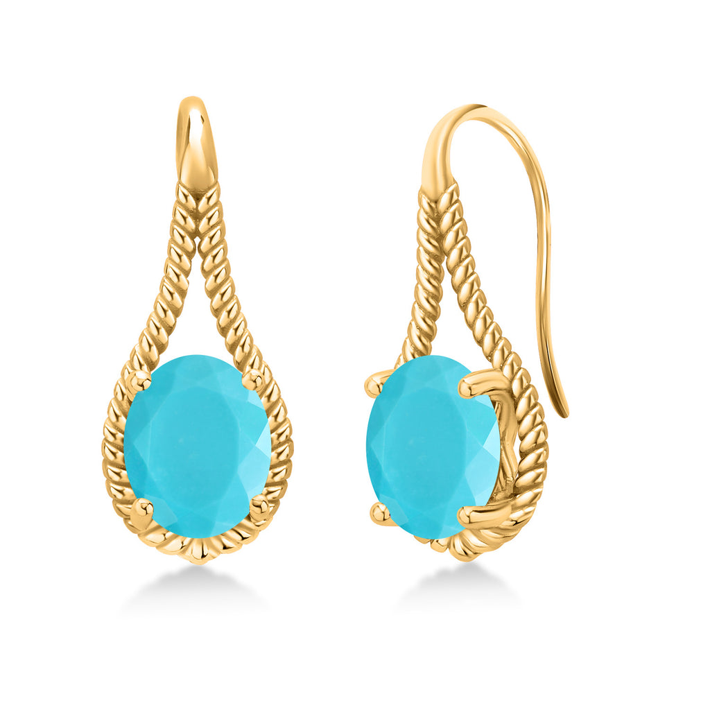 Turquoise_Earrings in 925 Yellow Gold Plated Silver