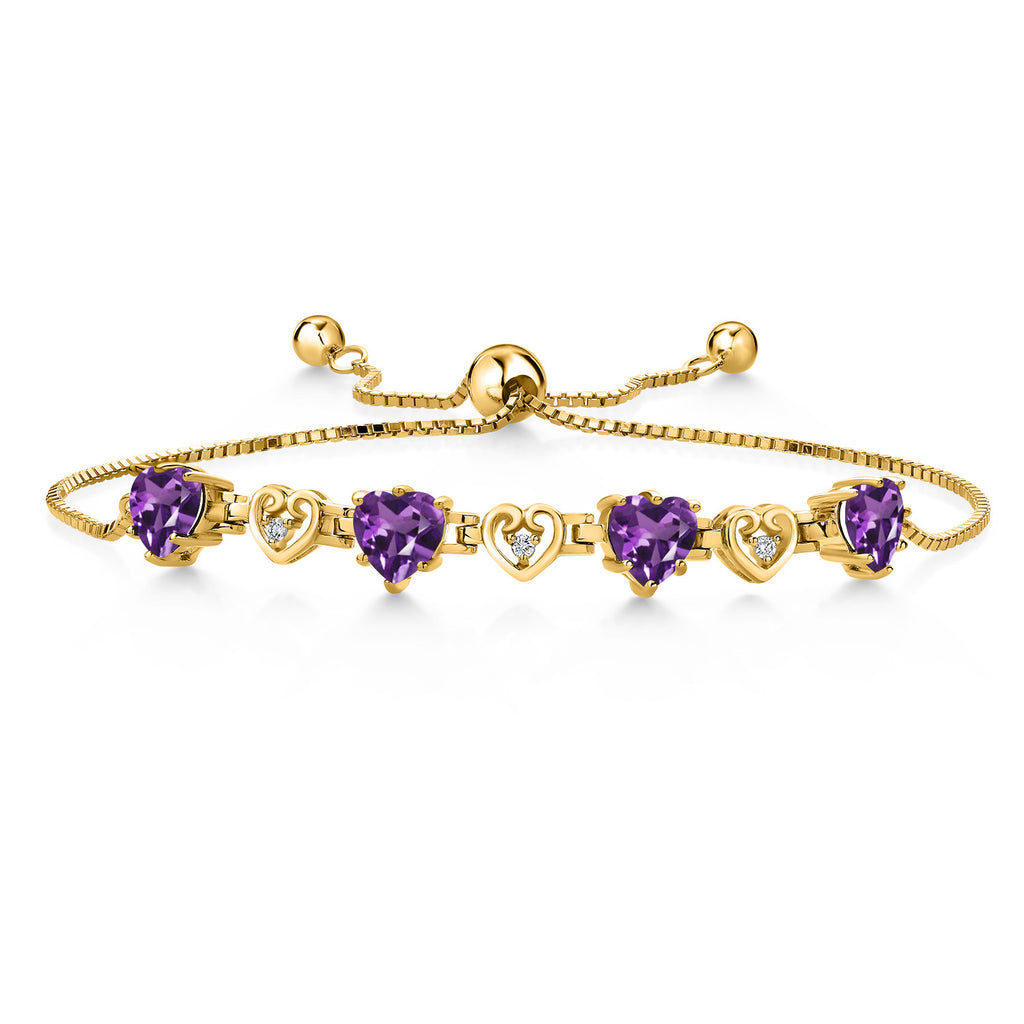 Amethyst - February_Bracelet in 925 Yellow Gold Plated Silver