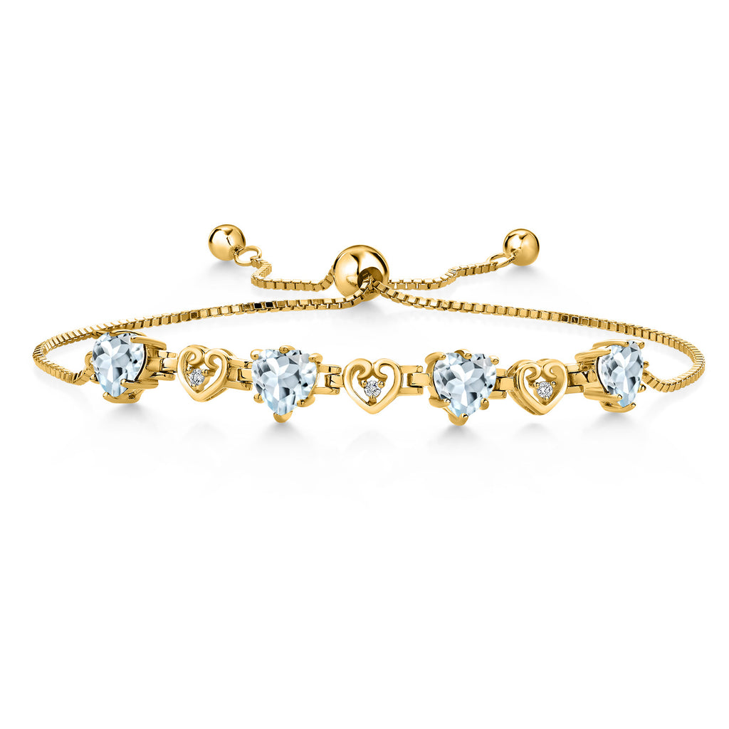 Aquamarine - March_Bracelet in 925 Yellow Gold Plated Silver