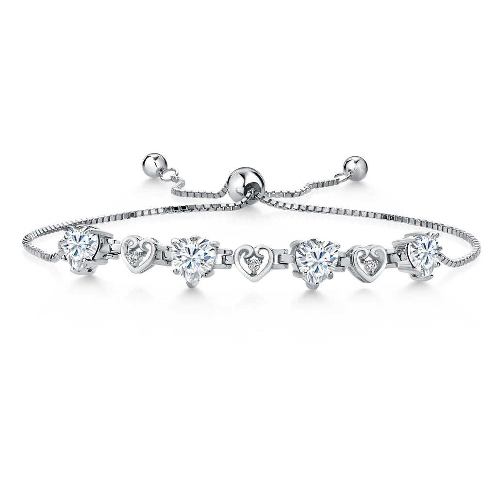 White Moissanite - April_Bracelet in 925 Sterling Silver