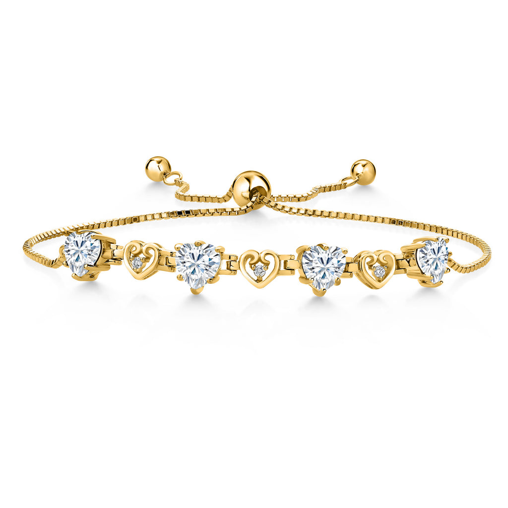 White Moissanite - April_Bracelet in 925 Yellow Gold Plated Silver