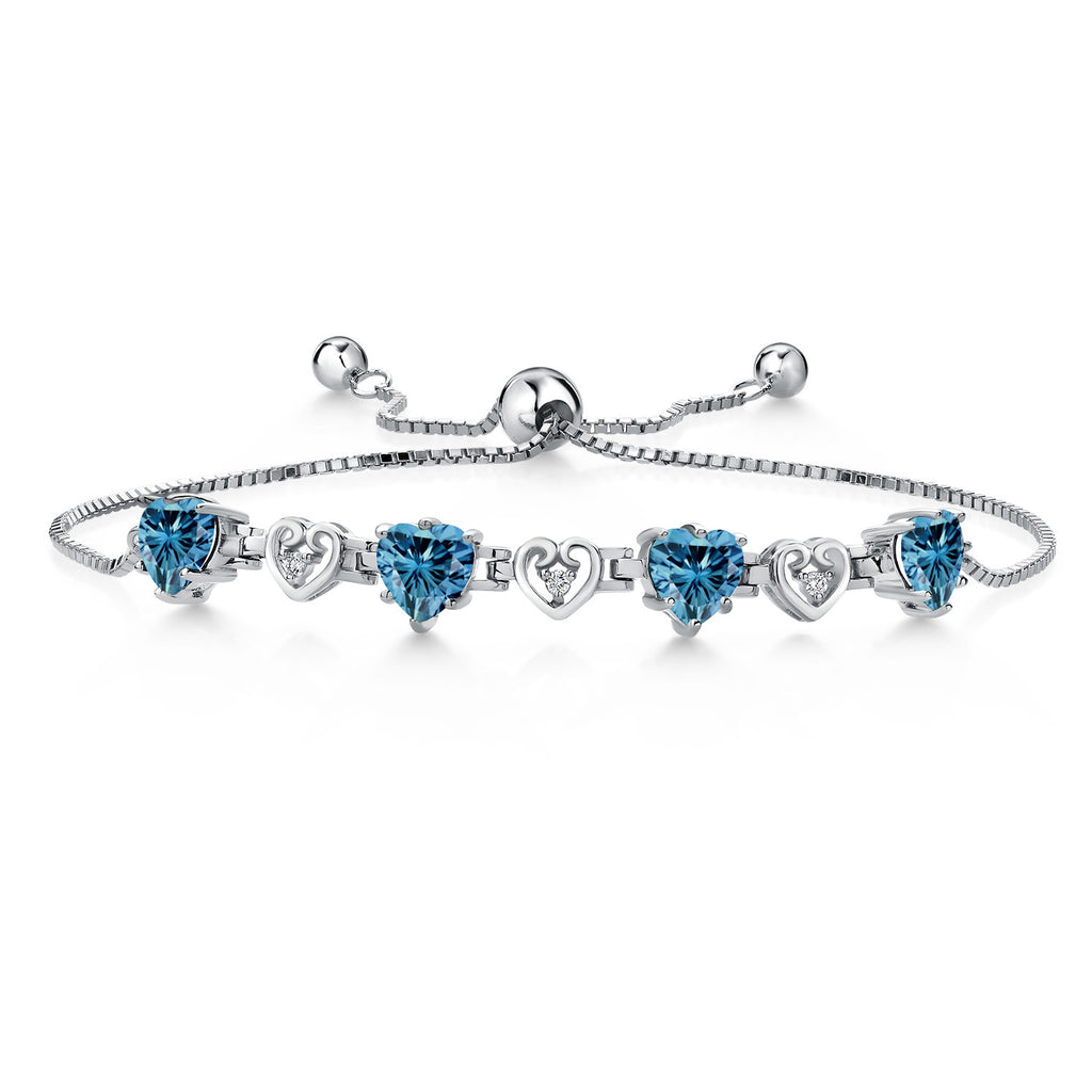 Persian Blue Moissanite - April_Bracelet in 925 Sterling Silver