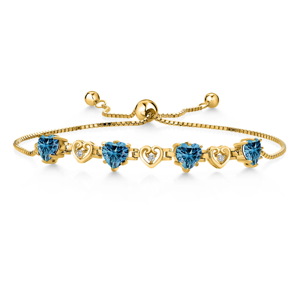 Persian Blue Moissanite - April_Bracelet in 925 Yellow Gold Plated Silver