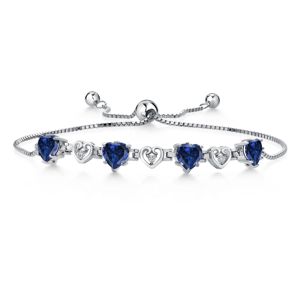 Blue Created Sapphire - September_Bracelet in 925 Sterling Silver