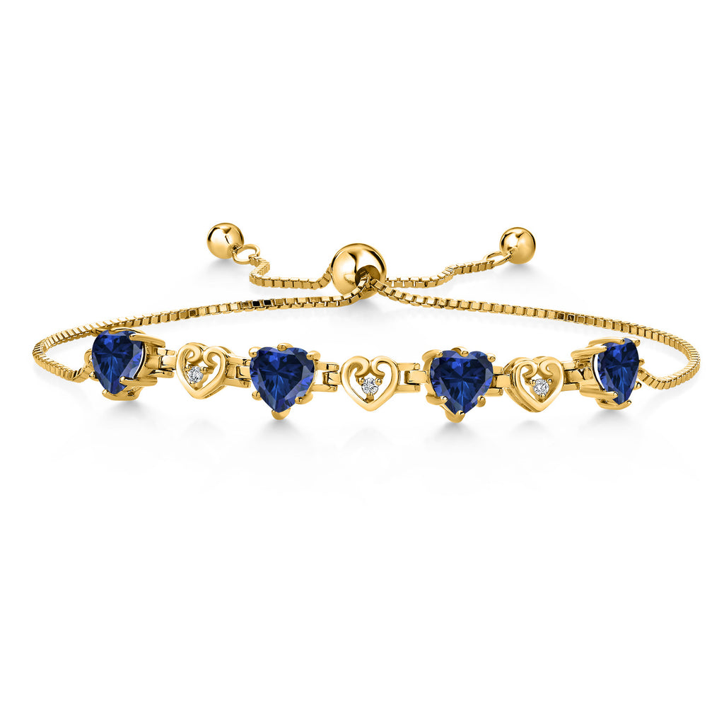 Blue Created Sapphire - September_Bracelet in 925 Yellow Gold Plated Silver