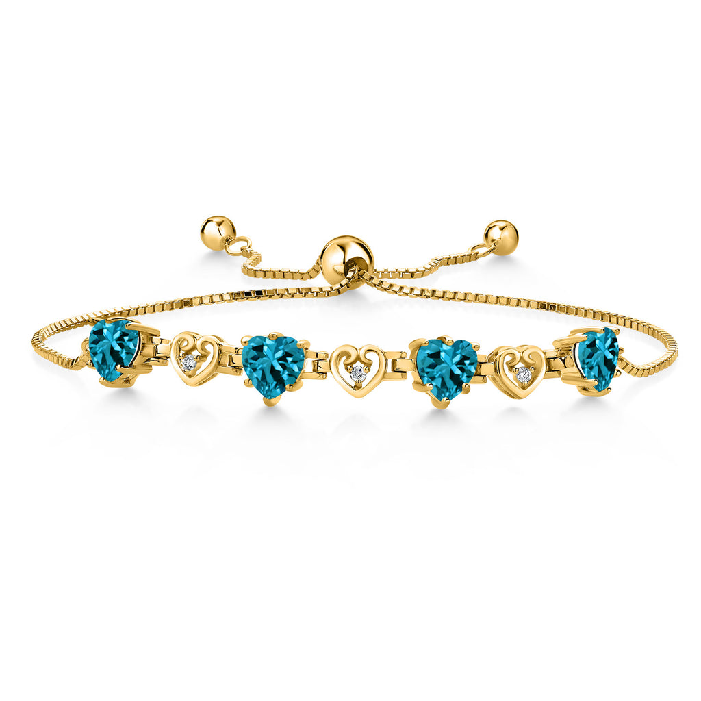 London Blue Topaz - November_Bracelet in 925 Yellow Gold Plated Silver