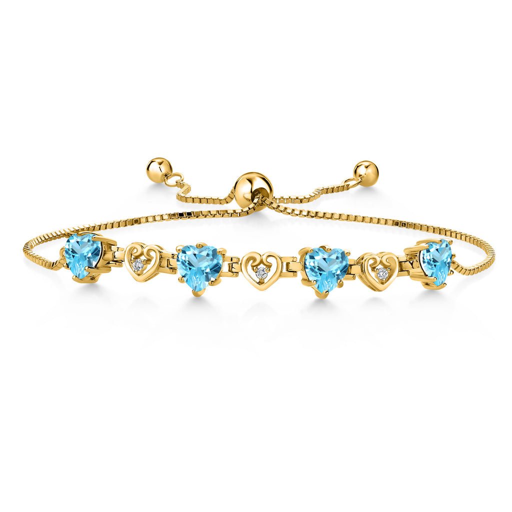 Swiss Blue Topaz - November_Bracelet in 925 Yellow Gold Plated Silver