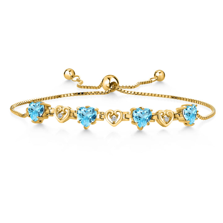 Swiss Blue Topaz - November_Bracelet in 925 Yellow Gold Plated Silver