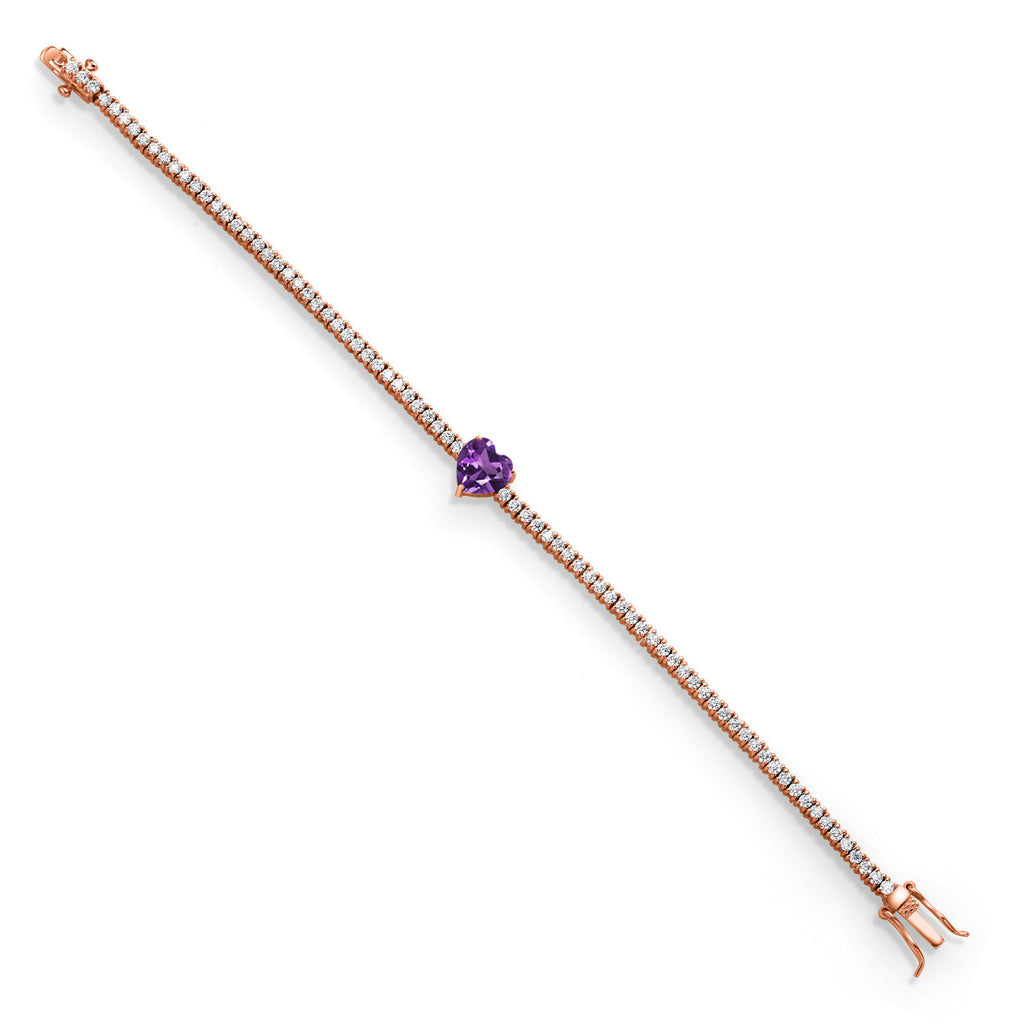 Amethyst - February_Bracelet in 925 Rose Gold Plated Silver