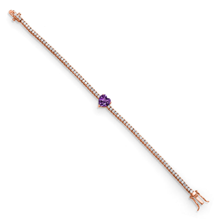 Amethyst - February_Bracelet in 925 Rose Gold Plated Silver