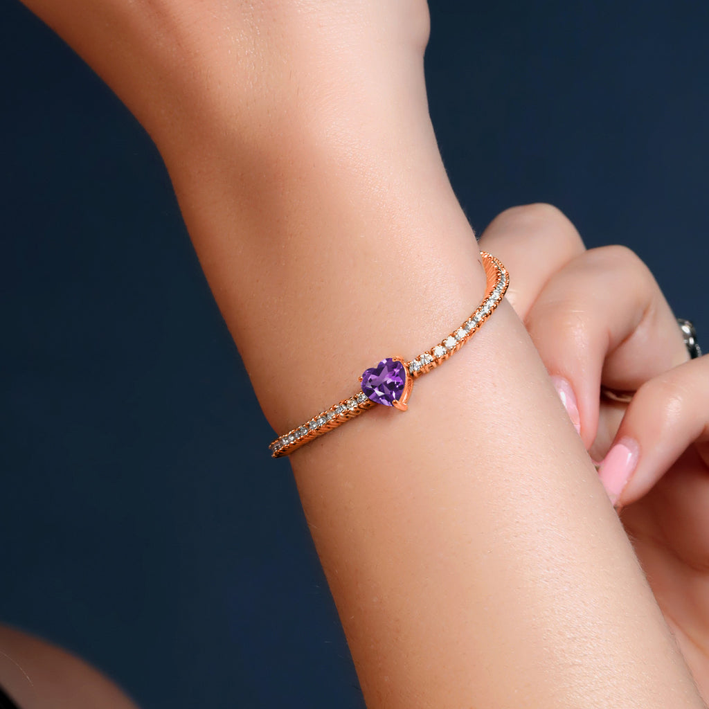 Amethyst - February_Bracelet in 925 Rose Gold Plated Silver