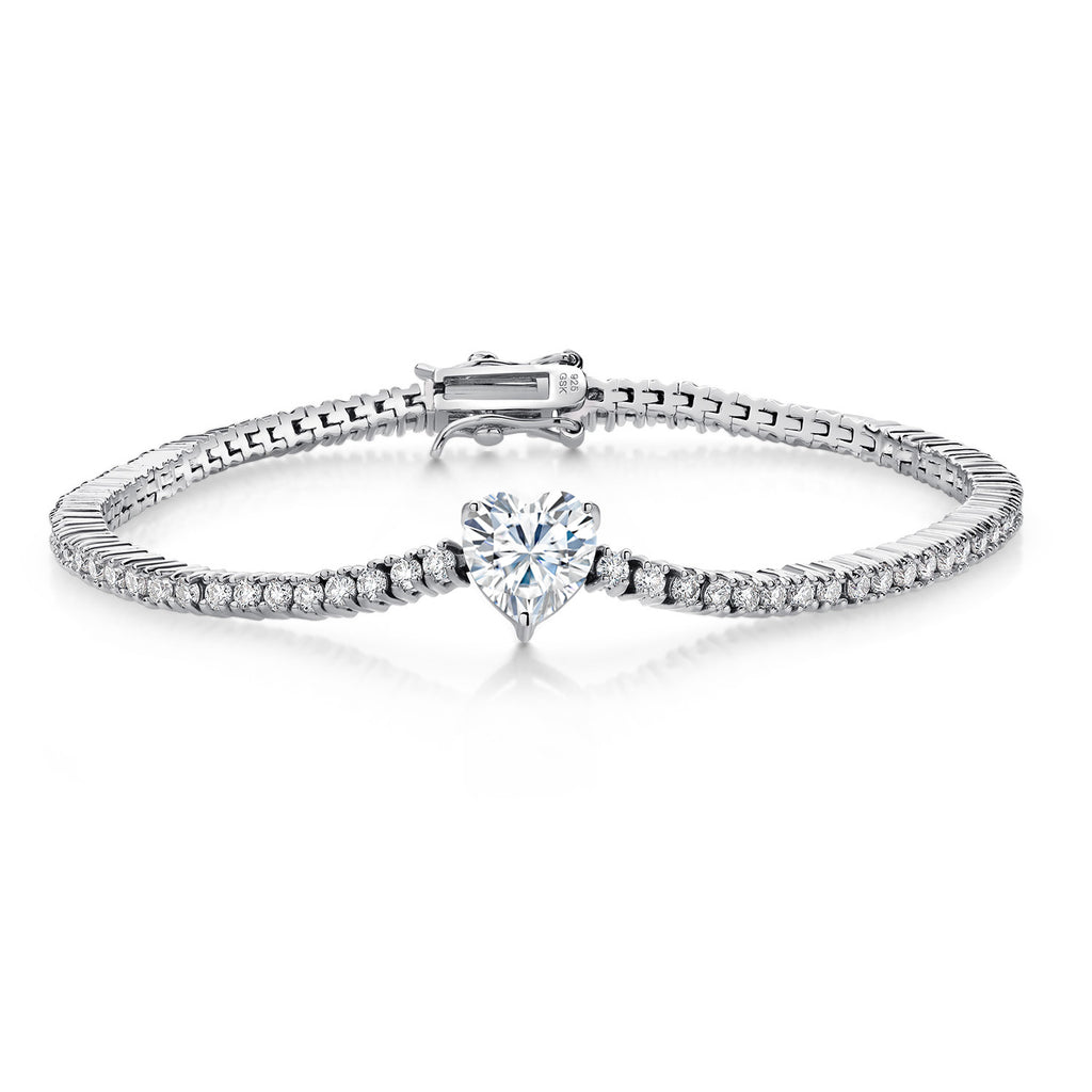 White Moissanite - April_Bracelet in 925 Sterling Silver