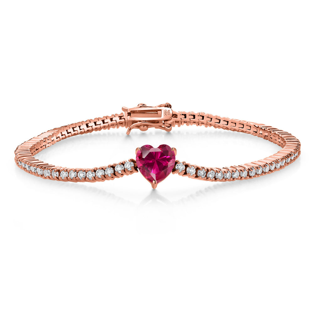 Created Ruby - July_Bracelet in 925 Rose Gold Plated Silver