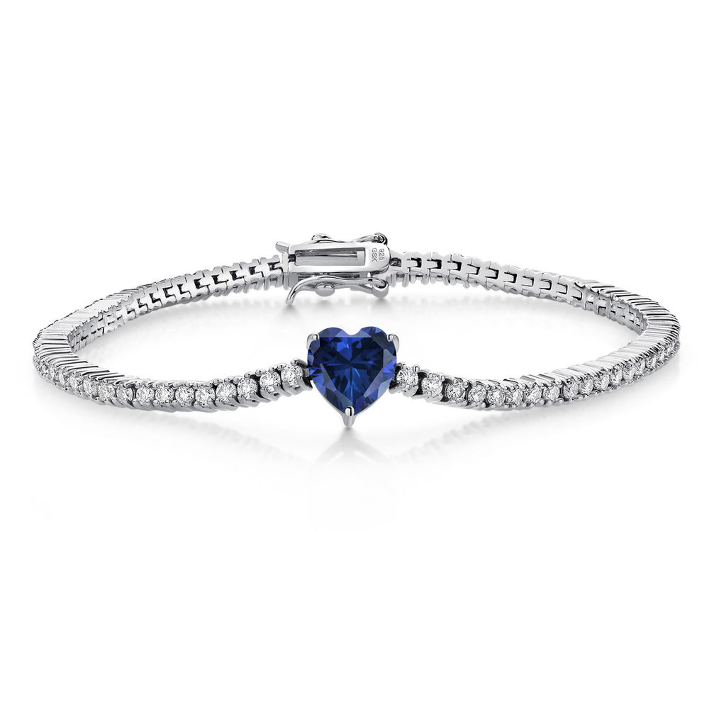 Blue Created Sapphire - September_Bracelet in 925 Sterling Silver