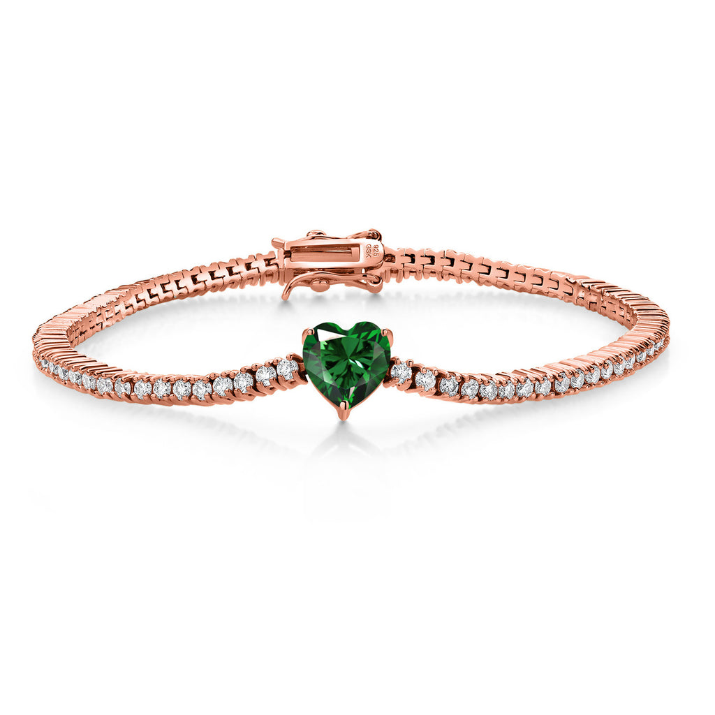Nano Emerald - May_Bracelet in 925 Rose Gold Plated Silver