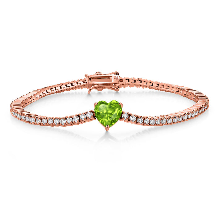 Peridot - August_Bracelet in 925 Rose Gold Plated Silver