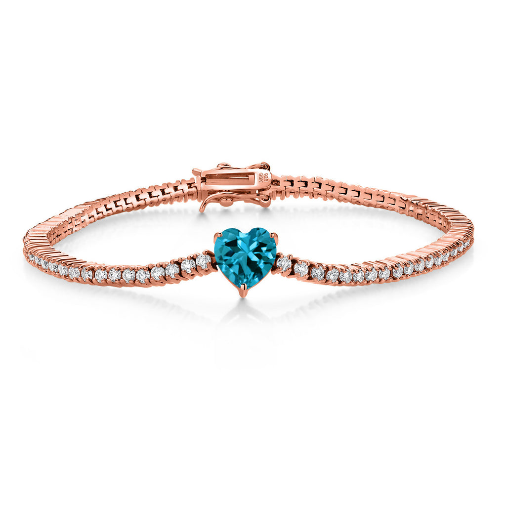 London Blue Topaz - November_Bracelet in 925 Rose Gold Plated Silver