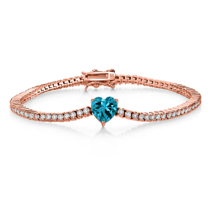 London Blue Topaz - November_Bracelet in 925 Rose Gold Plated Silver