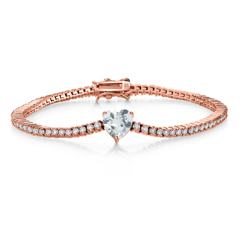 Sky Blue Topaz - November_Bracelet in 925 Rose Gold Plated Silver