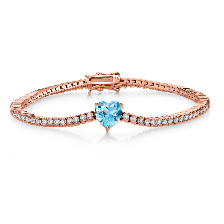 Swiss Blue Topaz - November_Bracelet in 925 Rose Gold Plated Silver