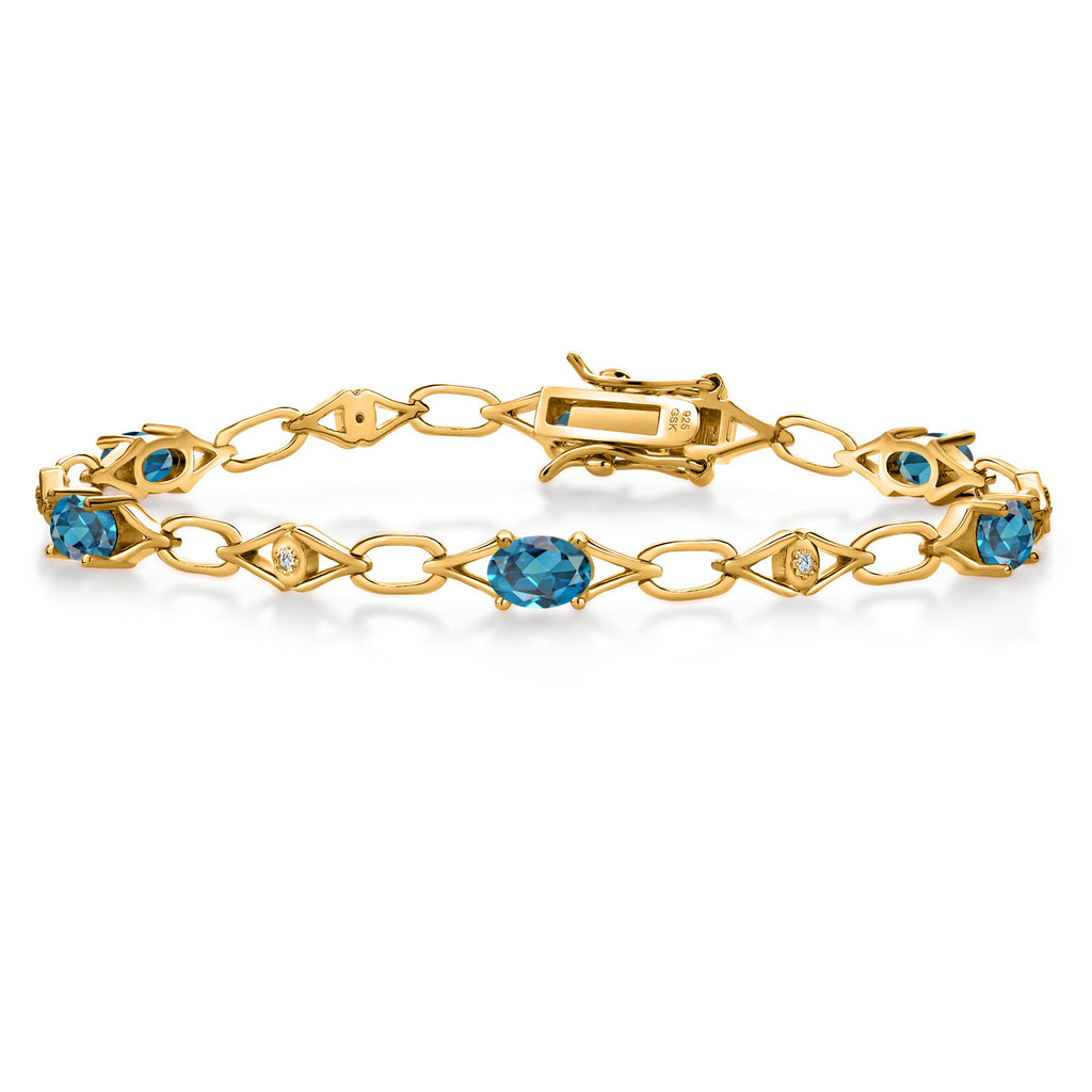 London Blue Topaz - November_Bracelet in 925 Yellow Gold Plated Silver