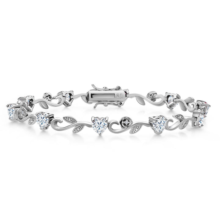 White Moissanite - April_Bracelet in 925 Sterling Silver