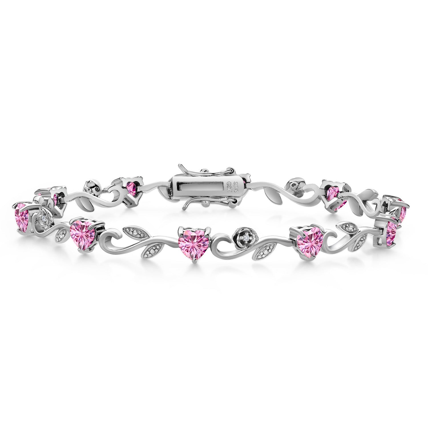 Pink Moissanite - April_Bracelet in 925 Sterling Silver