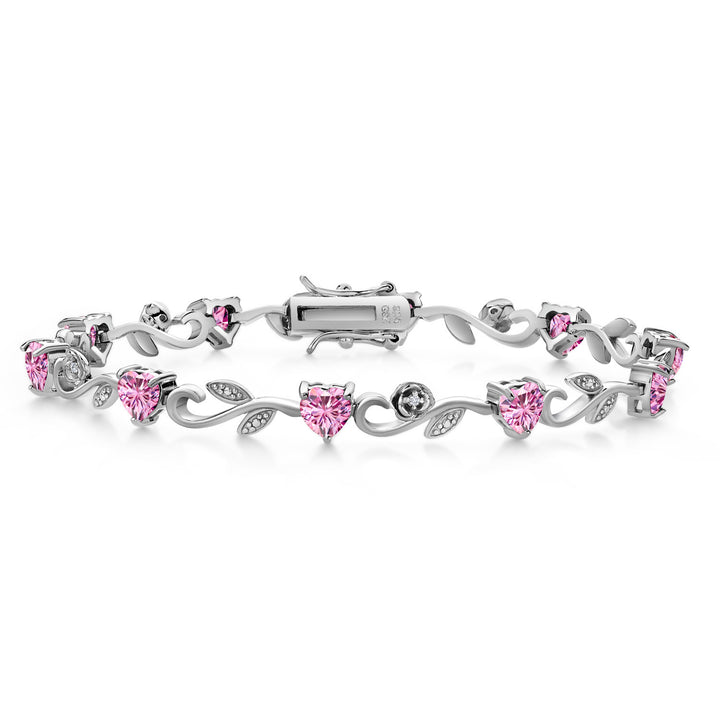 Pink Moissanite - April_Bracelet in 925 Sterling Silver