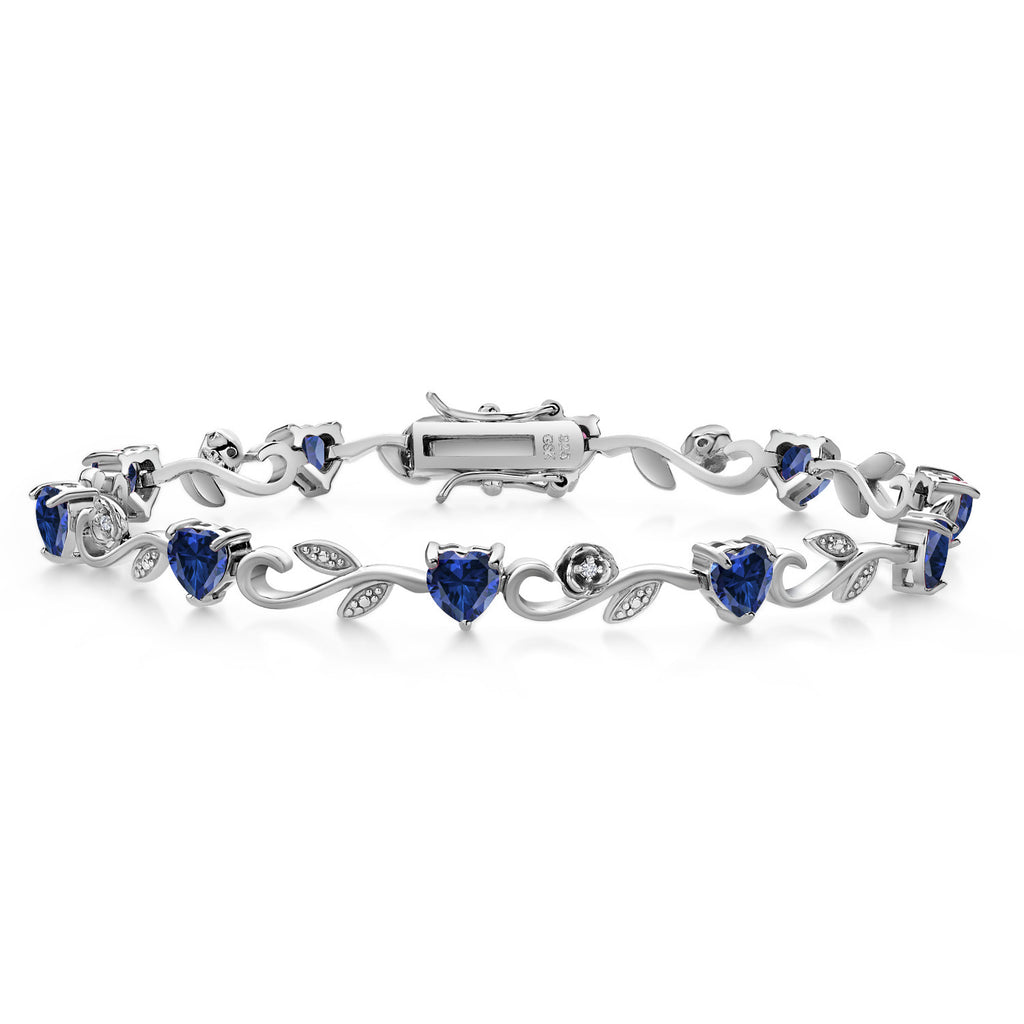 Blue Created Sapphire - September_Bracelet in 925 Sterling Silver