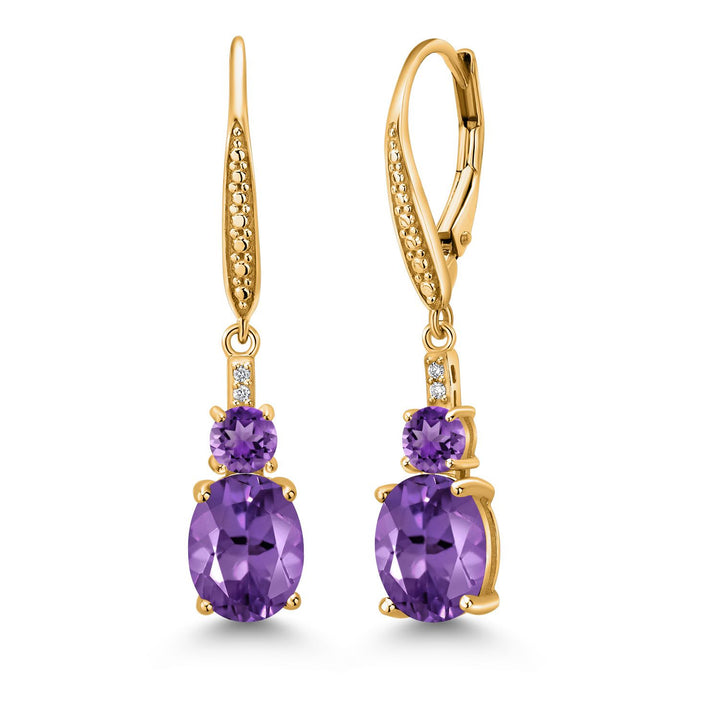 Amethyst - February_Earrings in 925 Yellow Gold Plated Silver