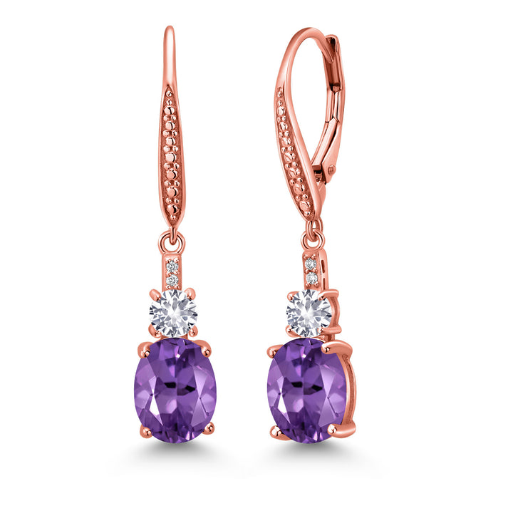 Amethyst - February_Earrings in 925 Rose Gold Plated Silver