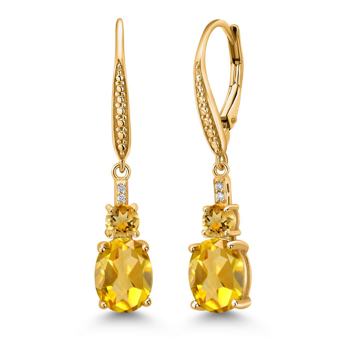 Citrine_Earrings in 925 Yellow Gold Plated Silver