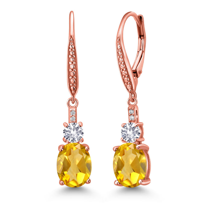 Citrine - November_Earrings in 925 Rose Gold Plated Silver