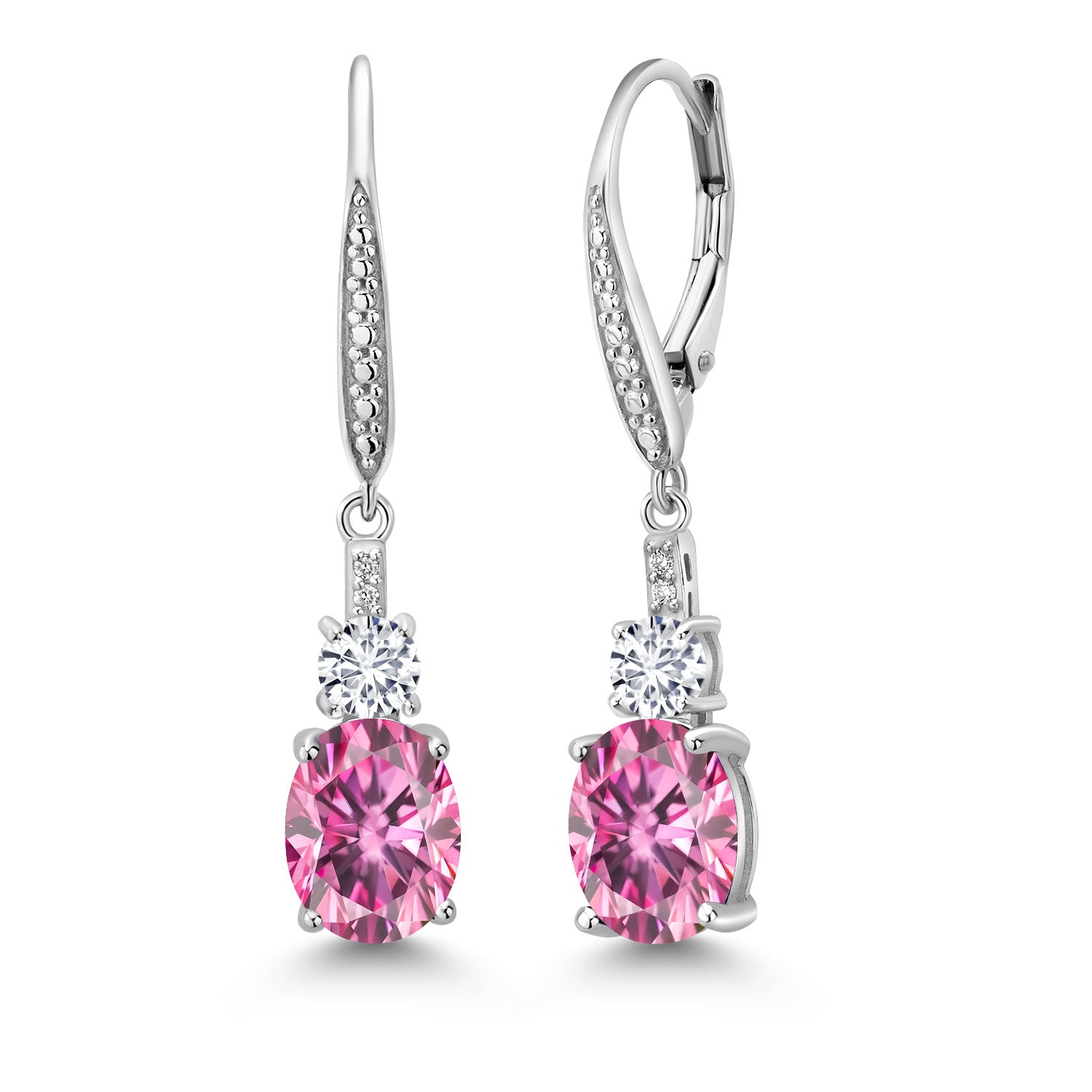 Pink Moissanite - April_Earrings in 925 Sterling Silver