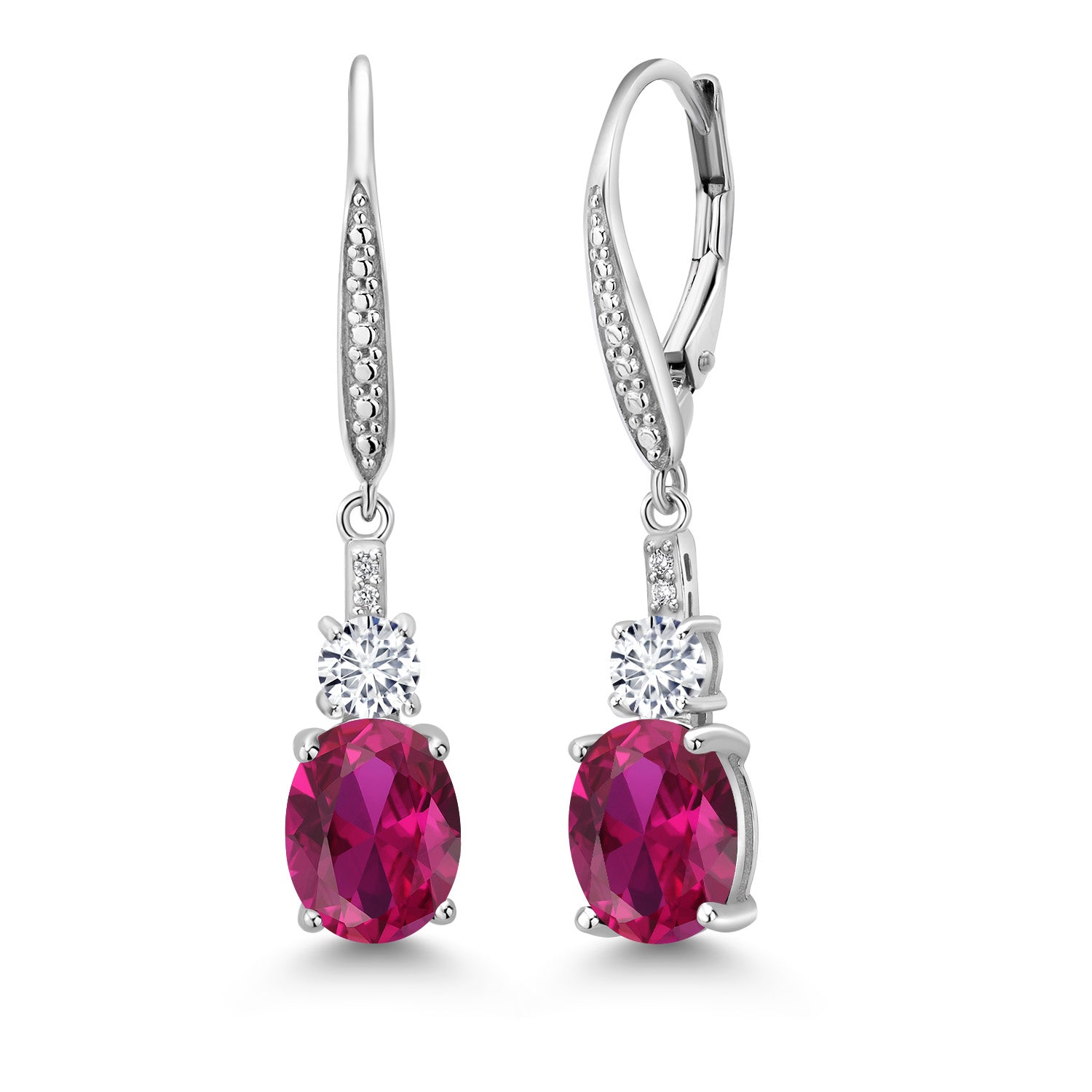 Created Ruby - July_Earrings in 925 Sterling Silver