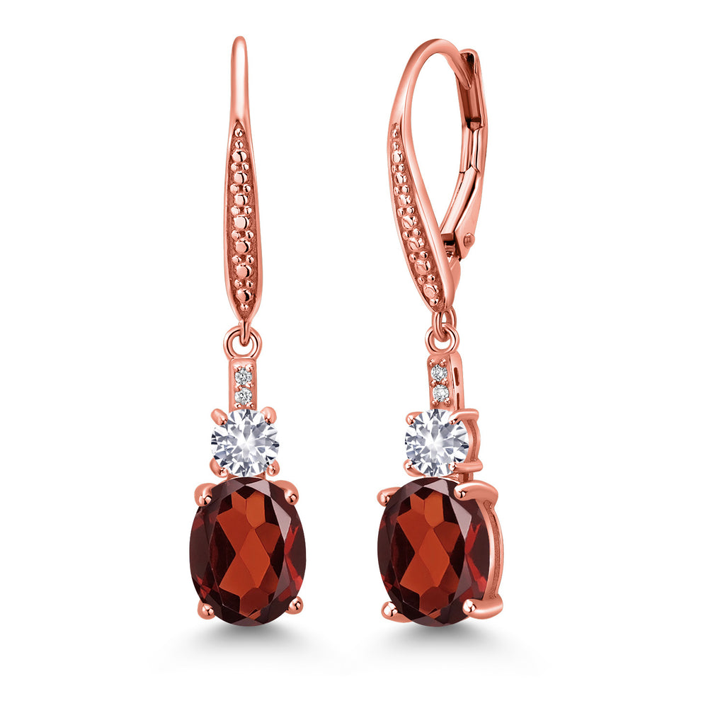 Garnet - January_Earrings in 925 Rose Gold Plated Silver