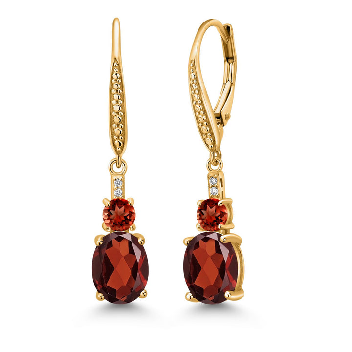Garnet - January_Earrings in 925 Yellow Gold Plated Silver