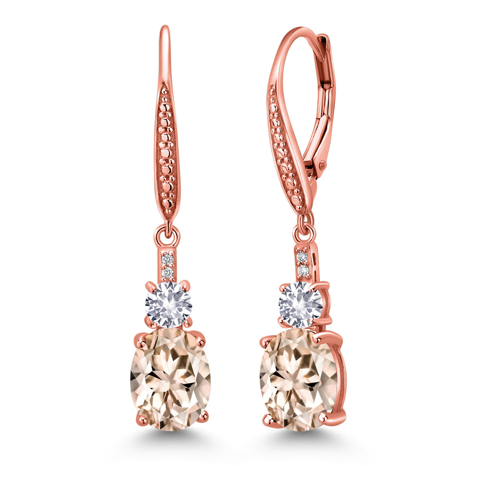 Morganite - October_Earrings in 925 Rose Gold Plated Silver