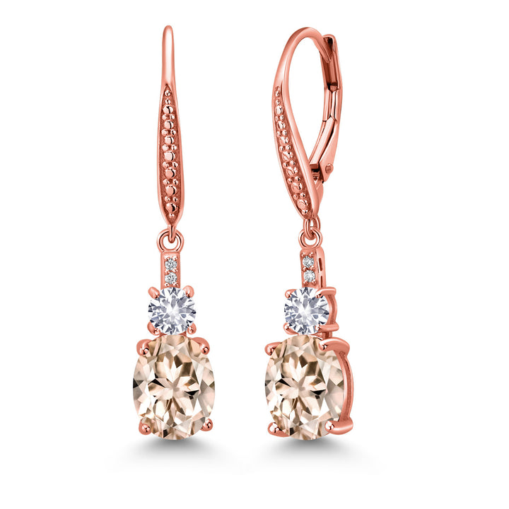 Morganite - October_Earrings in 925 Rose Gold Plated Silver