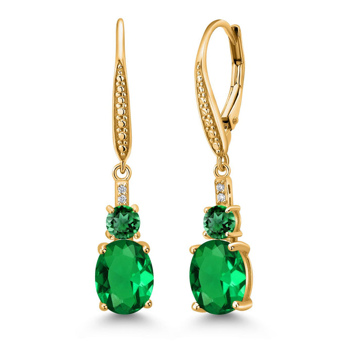 Nano Emerald - May_Earrings in 925 Yellow Gold Plated Silver