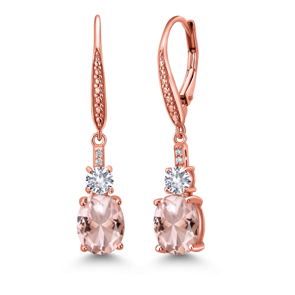 Peach - White and G - H_Earrings in 925 Rose Gold Plated Silver