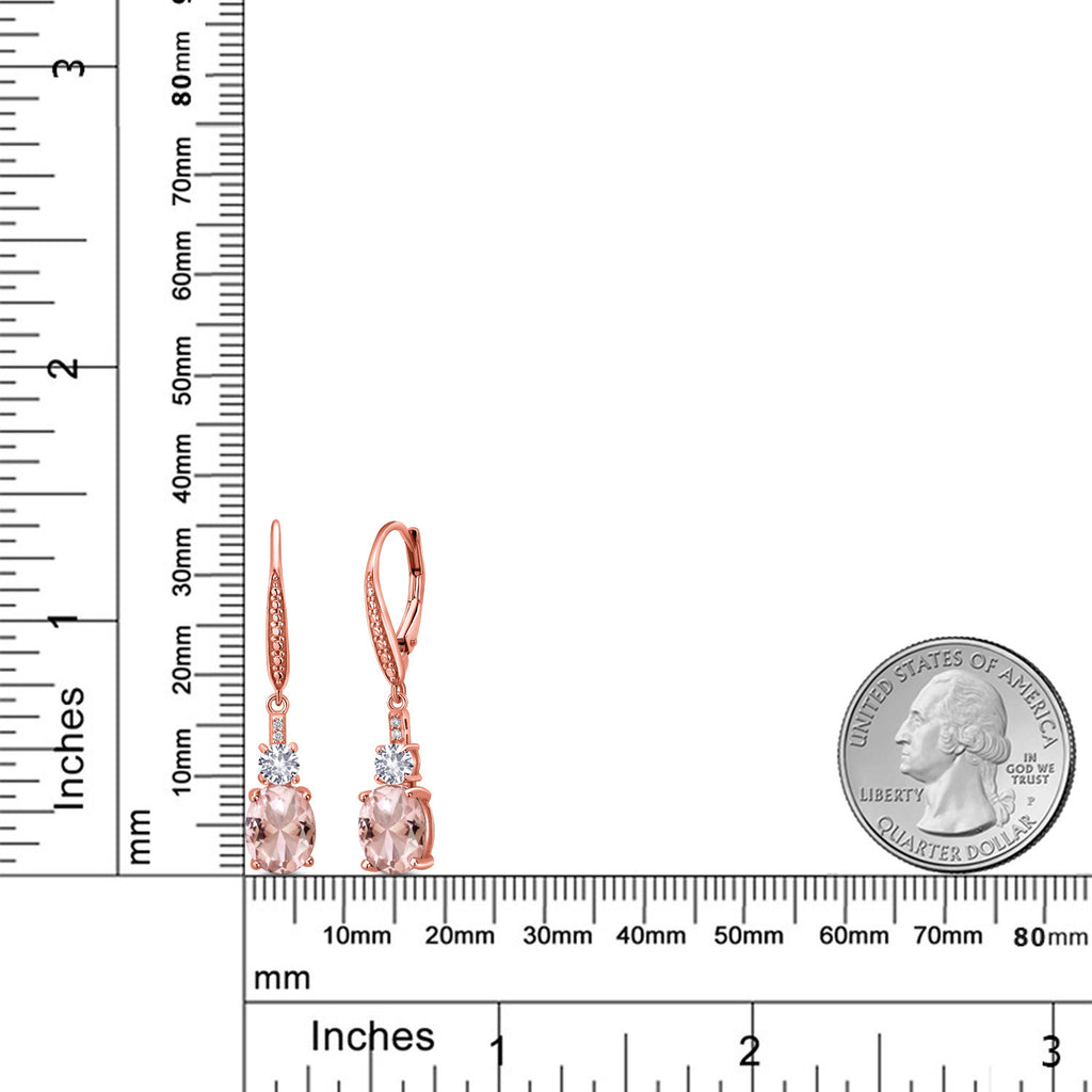 Peach - White and G - H_Earrings in 925 Rose Gold Plated Silver