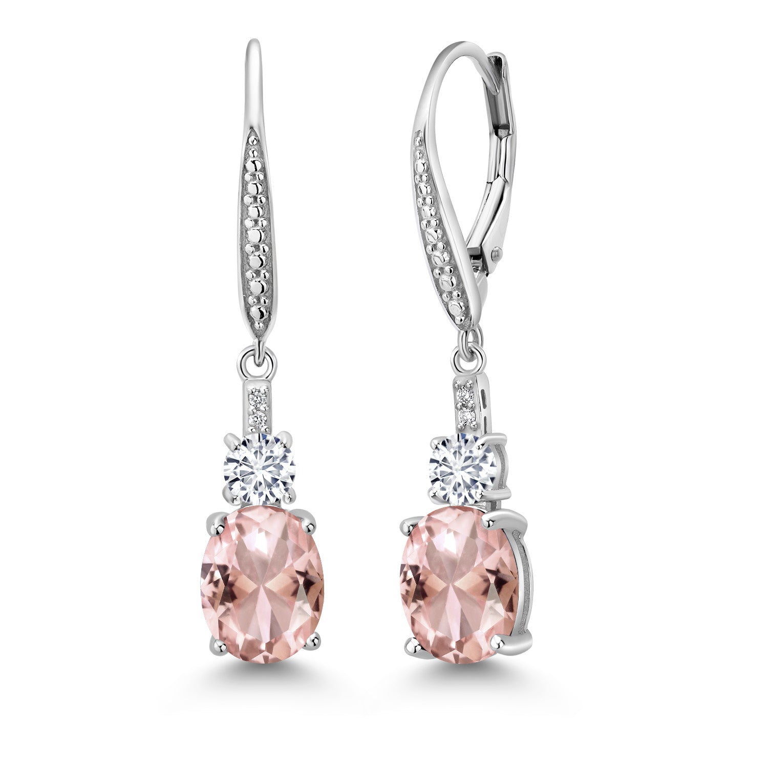 Nano Morganite - October_Earrings in 925 Sterling Silver