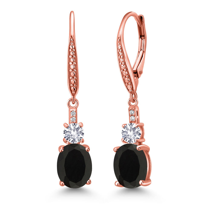 Onyx - December_Earrings in 925 Rose Gold Plated Silver