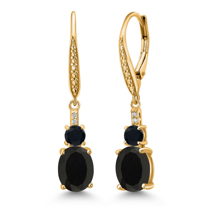 Onyx_Earrings in 925 Yellow Gold Plated Silver