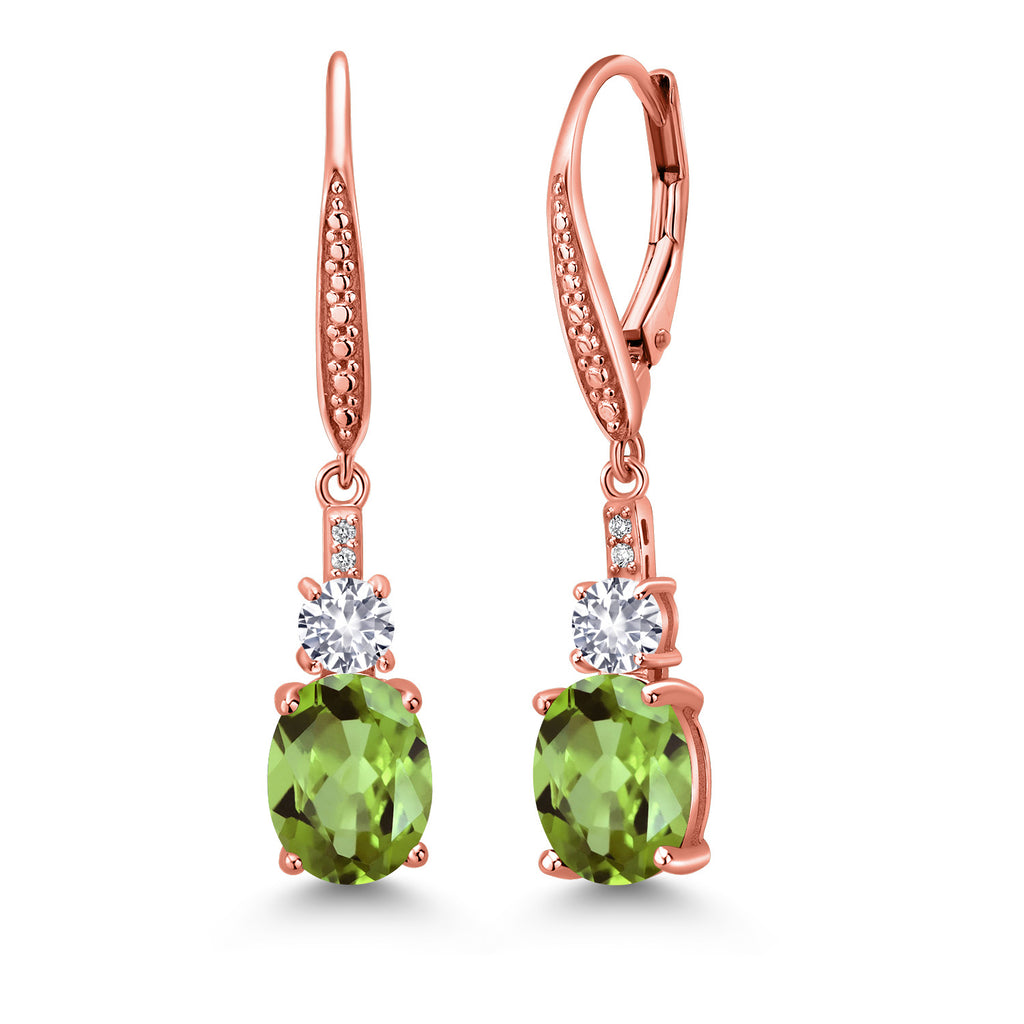 Peridot - August_Earrings in 925 Rose Gold Plated Silver